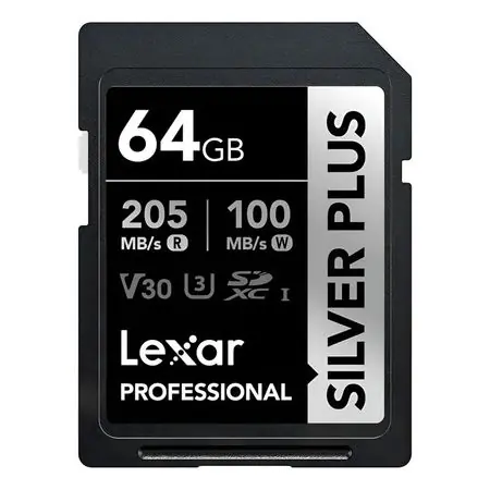 Memoria SDXC U3 V30 Lexar Professional 64GB - W:100MB/s -R:205MB/s SILVER PLUS Acquista Ora