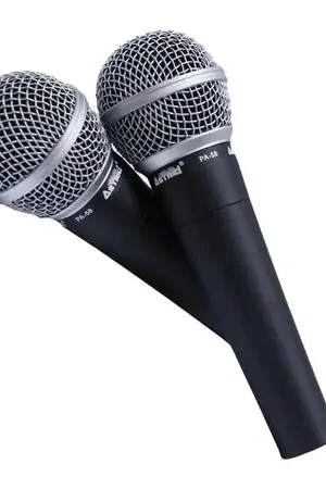 2 Micrófonos Alámbrico Profesional PA-58 DUO Astrid Metálico Dinámico Unidireccional Maletín Occasione Imperdibile