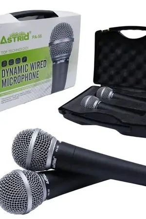 2 Micrófonos Alámbrico Profesional PA-58 DUO Astrid Metálico Dinámico Unidireccional maletin Subito Disponibile