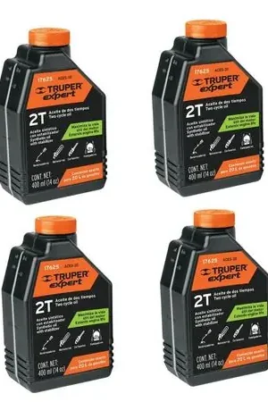 Aceite para motor 2 tiempos, 400 ml, pack 4 unidades, Truper Negro Occasione Imperdibile