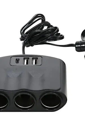 Splitter Cigarrera de Carga para Auto 1 x 3 sockets mas 2USB mas 1 tipo C 12v 24v Lusso