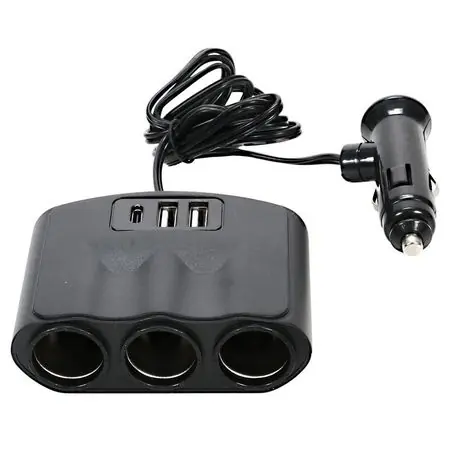 Splitter Cigarrera de Carga para Auto 1 x 3 sockets mas 2USB mas 1 tipo C 12v 24v Lusso