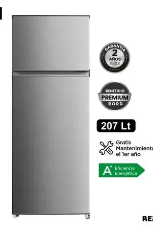 REFRIGERADORA BORD 207 L TOP FREEZER PLATEADO - RE207FS-M Plateado Economico