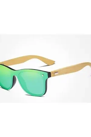 Lentes Espejo Polarking UV400 modelo Wayfarer Bamboo Verde Talla Estandar Beige Spedito Oggi